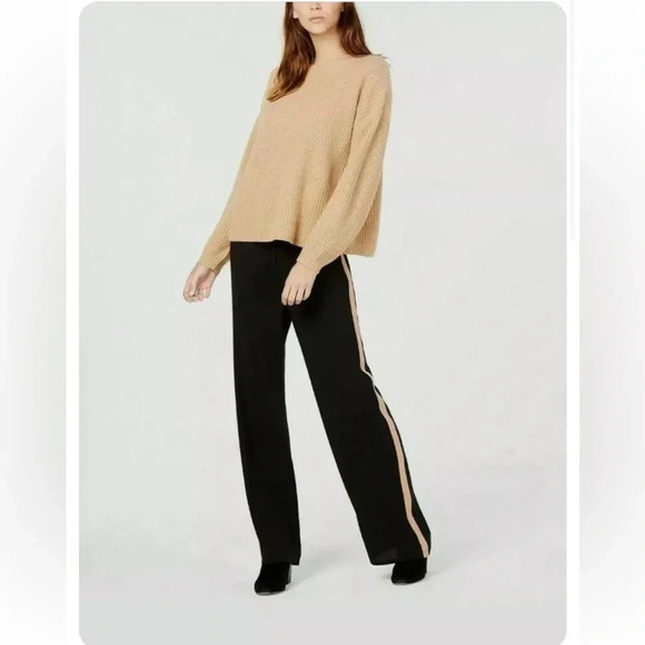 Eileen Fisher Womens 100% Silk Side Stripe Casual Wide Leg Pants black, size 4 - Picture 1 of 16